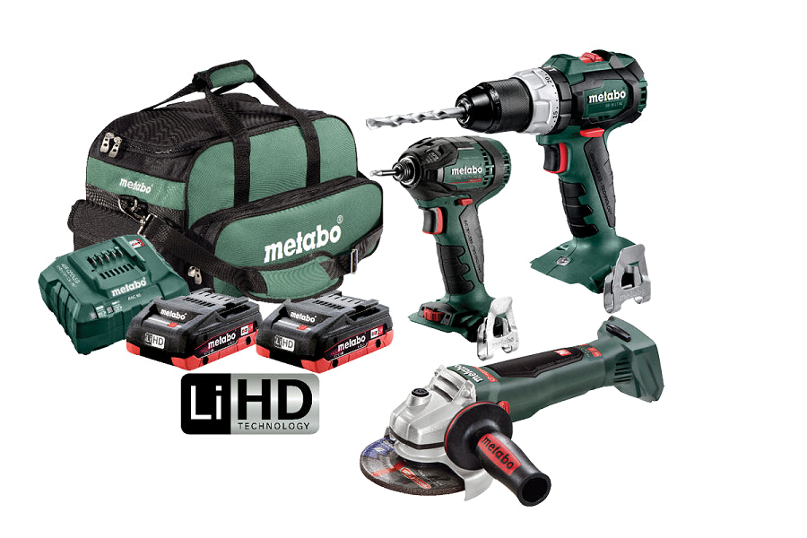 Metabo 3 Piece Kit - 18V Hammer Drill/Driver and Grinder Tool Kit