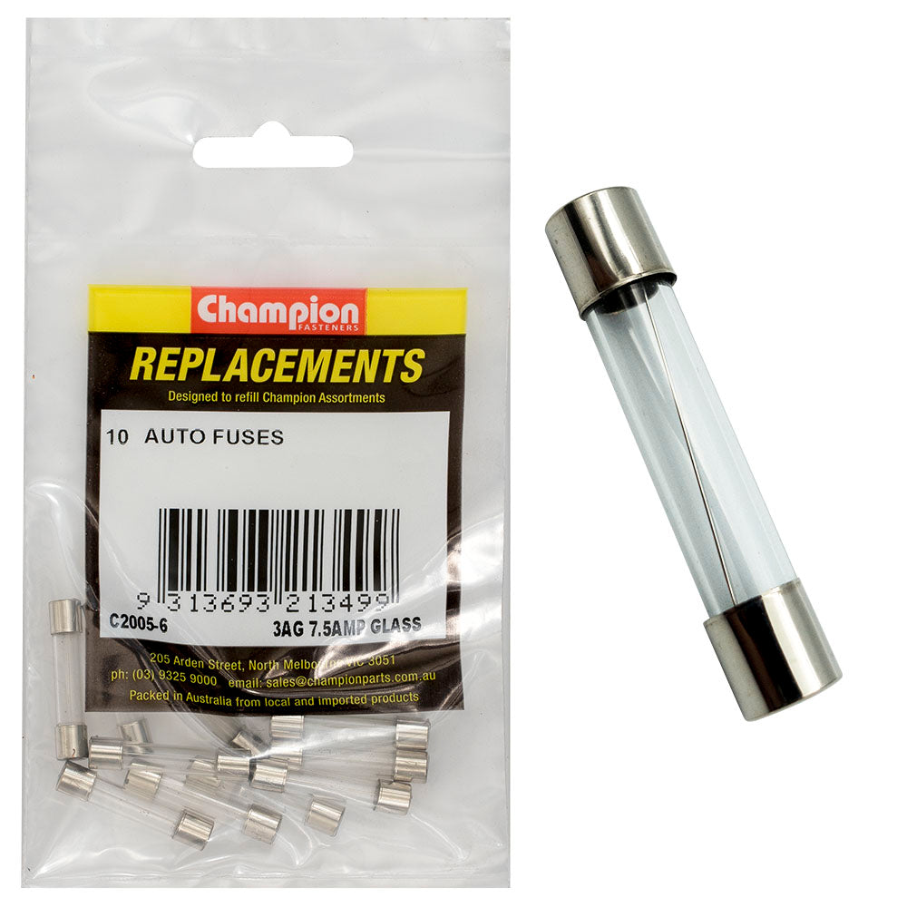 Champion 3Ag 7.5Amp Glass Fuse -10pk | ISL