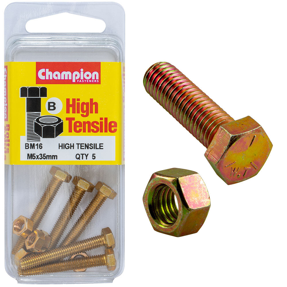 Champion Hex Set Screw High Tensile M5x35mm Grade 8.8 - 5pk | ISL