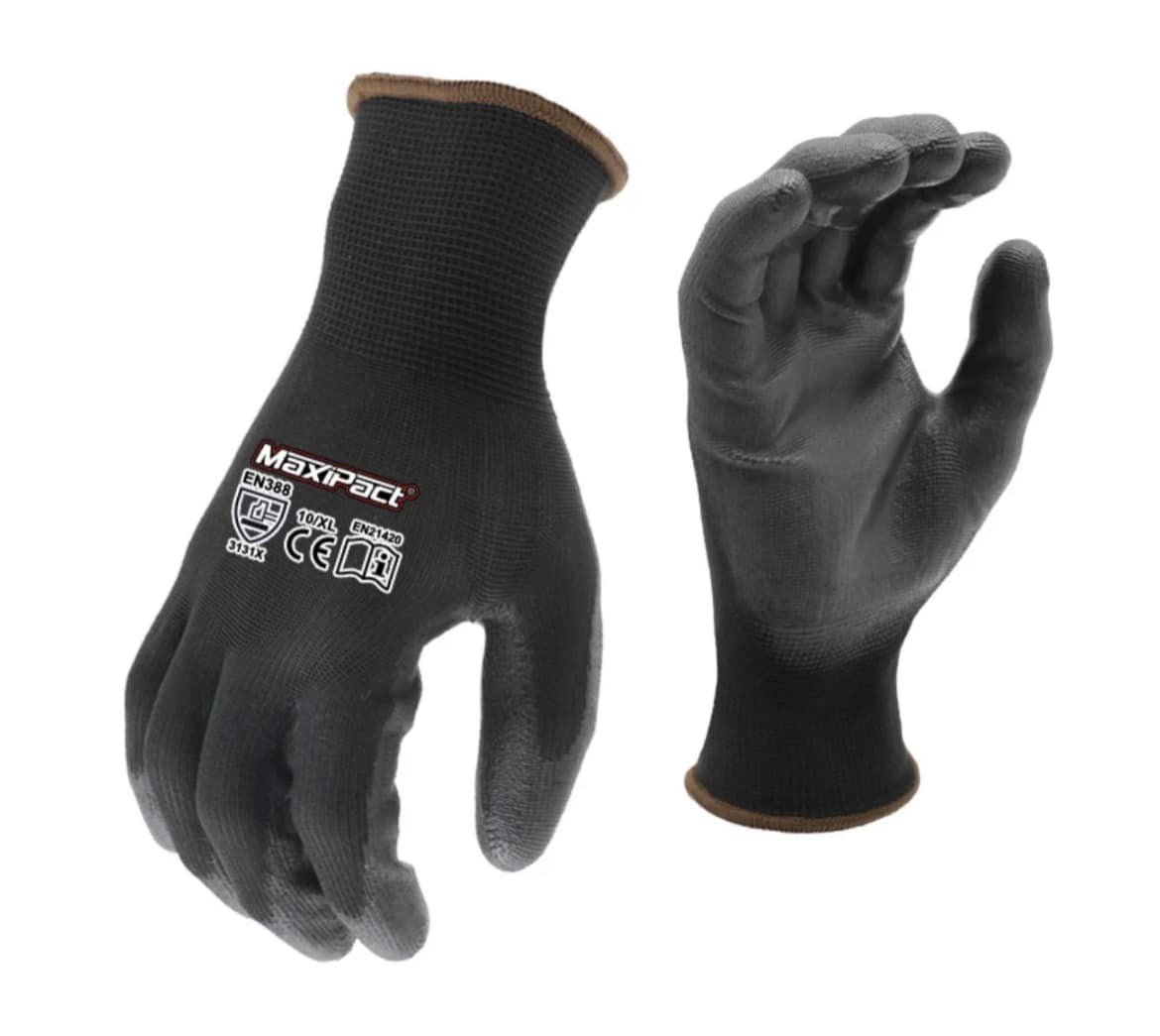 Breathable Woven Back Gloves With Pu Coated Palm Large Pair