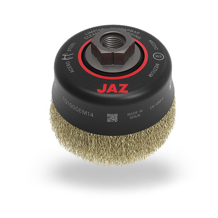 Jaz Cup Brush Crimped 125mm x 30mm x 0.3mm - M14 x 2 - Brass (BRUC-1250B) | Hobeca