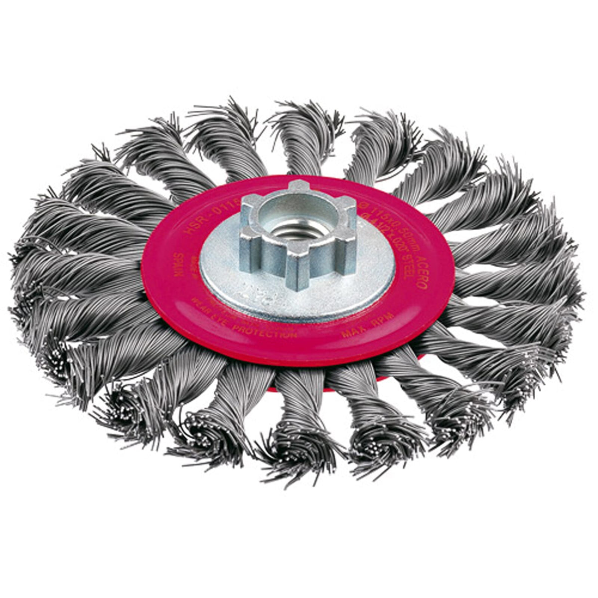 Jaz Wire Wheel High Speed Twist Knot 115mm x 25mm x 0.5mm - M14 x 2 - Grey Steel (BRUH-115) | Hobeca