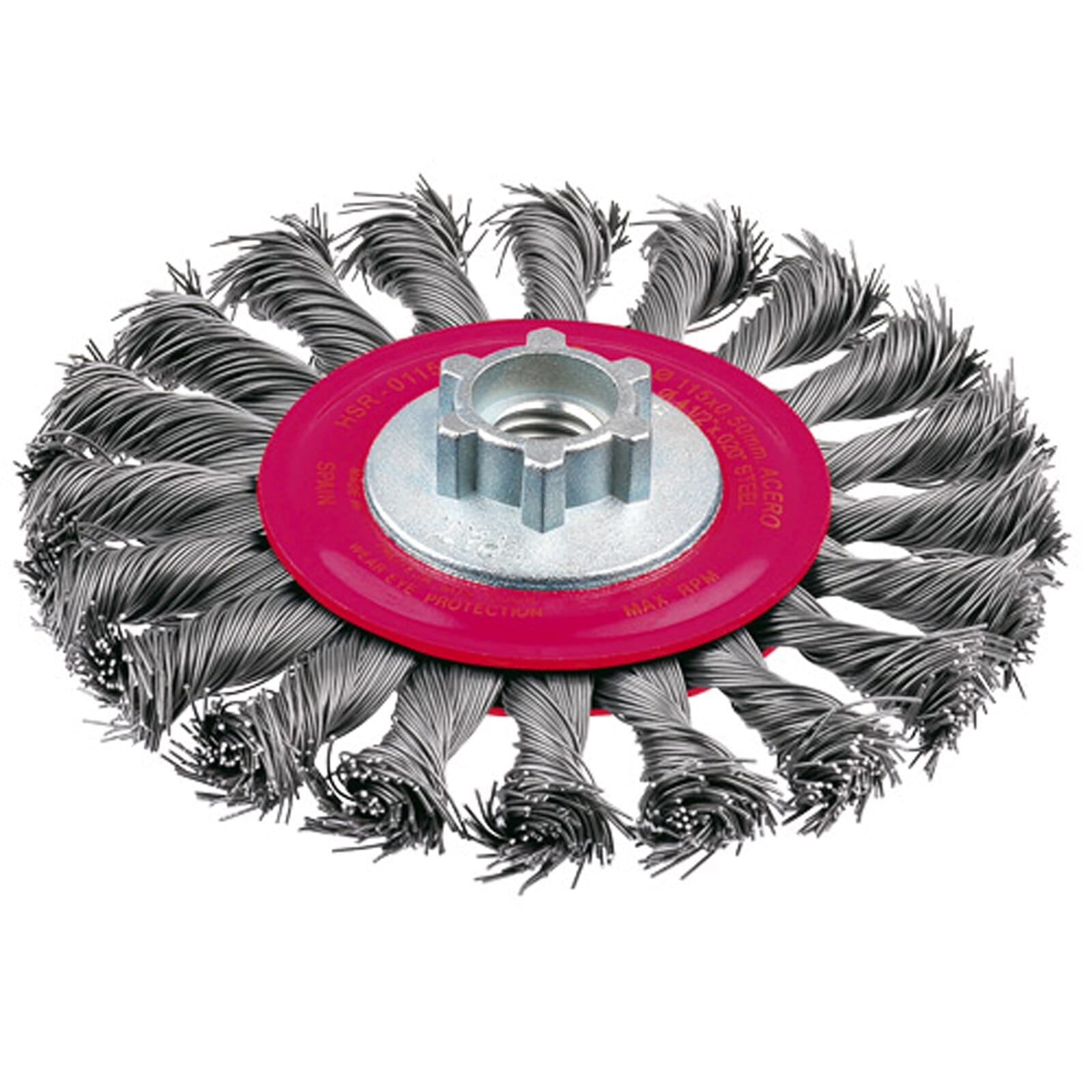 Jaz Wire Wheel High Speed Twist Knot 115mm x 25mm x 0.5mm - M14 x 2 - Grey Steel (BRUH-115) | Hobeca