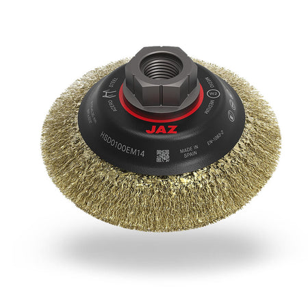 Jaz Bevelled Brush High Speed 100mm x 24mm x 0.3mm - M10 Multi Fit Thread - Coated Steel (BRUH-010M) | Hobeca