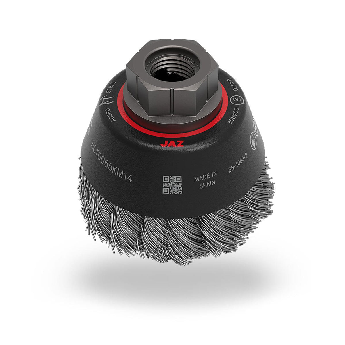 Jaz 65mm stainless steel twist knot cup brush with M10 mount