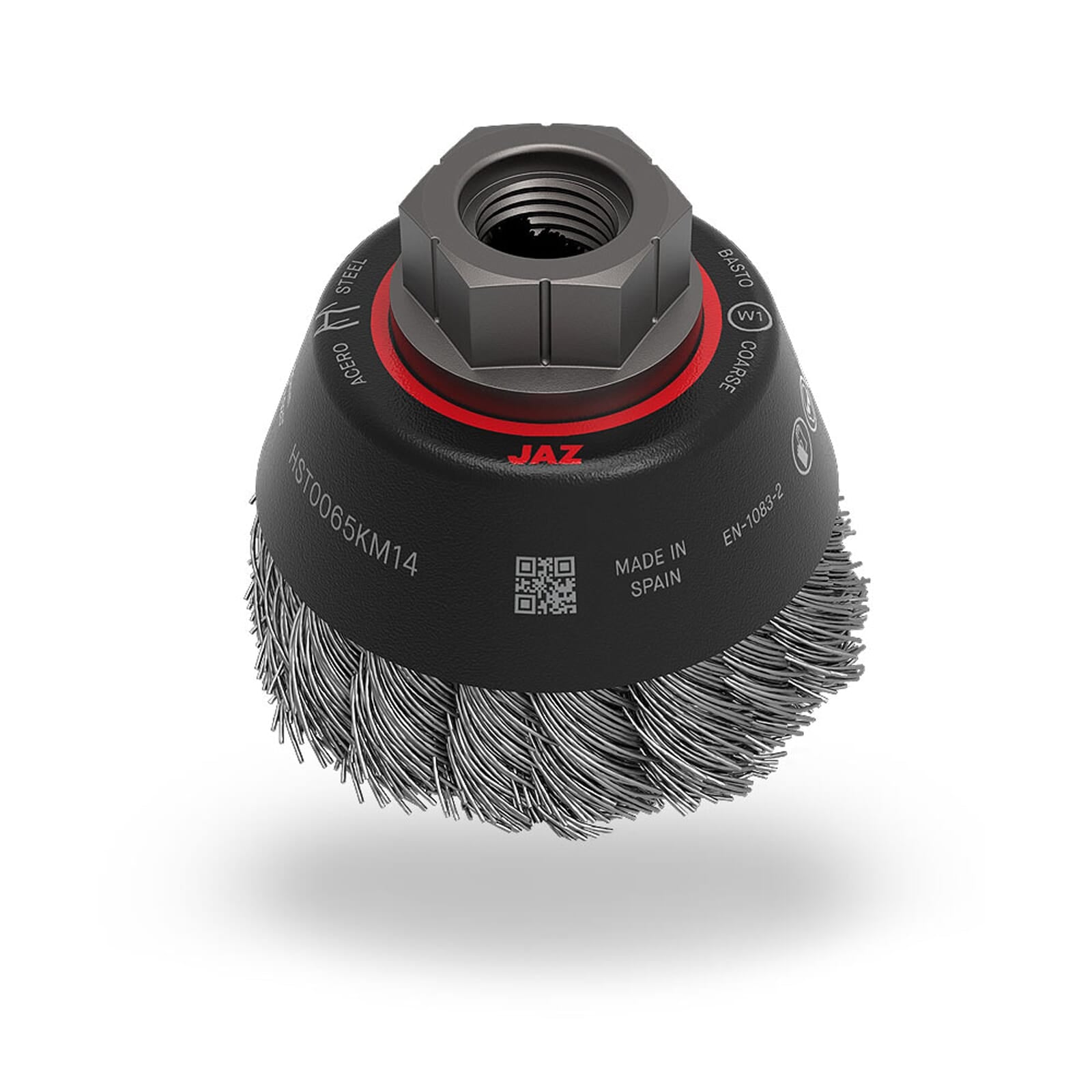 Jaz 65mm stainless steel twist knot cup brush with M10 mount