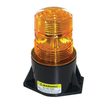 LED multivoltage beacon with glass-filled nylon base and polycarbonate lens