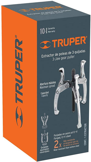 Truper 3-jaw gear puller 150mm with reversible jaws and black finish
