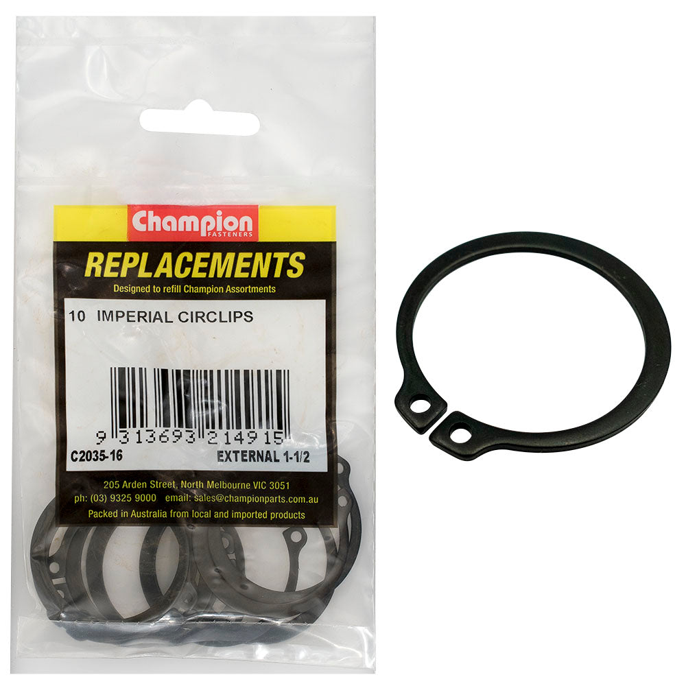 Champion 1-1/2in Imperial External Circlip -10pk | ISL