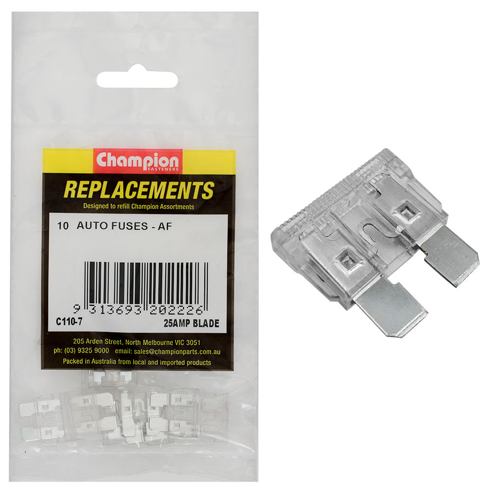 Champion AF 25Amp Standard Blade Fuse (Clear) - ISL_C110-7