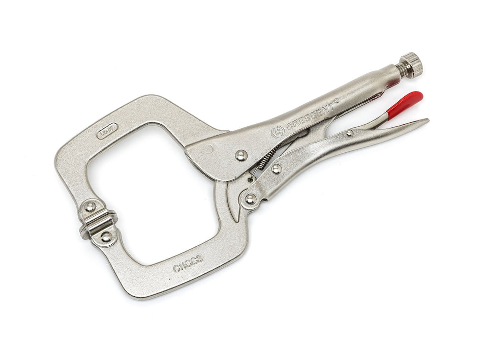 Crescent 11in. Locking C-Clamp w/ Swivel Pad Tips | Accent Tools