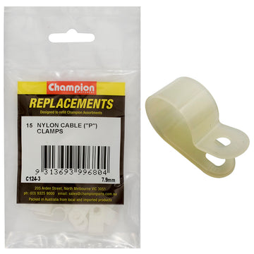 Champion nylon P-clamp 7.9mm bore, pack of 15