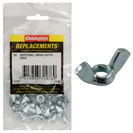 Champion 1/4in UNC Wing Nut -25pk | ISL