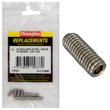 Champion BSW Grub Screw 316/A4 -10pk 1/4in - ISL_C1816-4