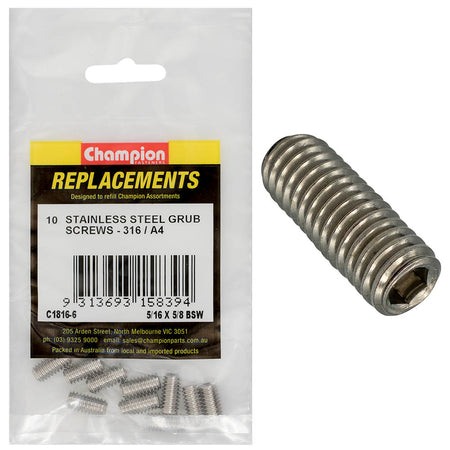 Champion BSW Grub Screw 316/A4 -10pk 5/16in - ISL_C1816-6