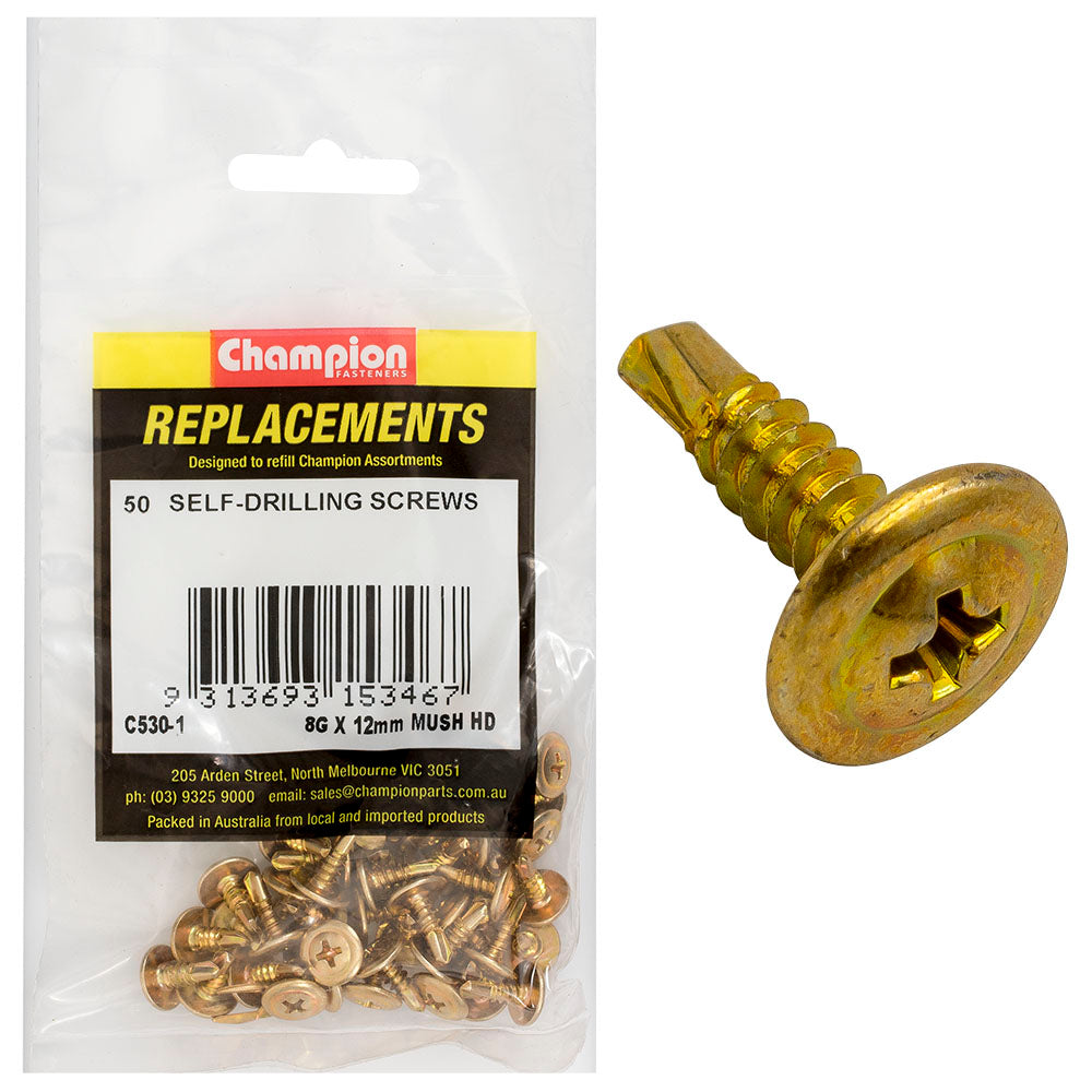 Champion 8G Mushroom Head S/Drilling Screw Ph -50pk - ISL_C530-1