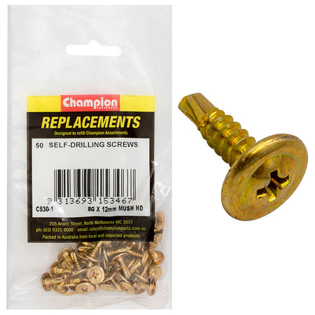 Champion 8G Mushroom Head S/Drilling Screw Ph -50pk - ISL_C530-1