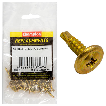 Champion 8G Mushroom Head S/Drilling Screw Ph -50pk - ISL_C530-2