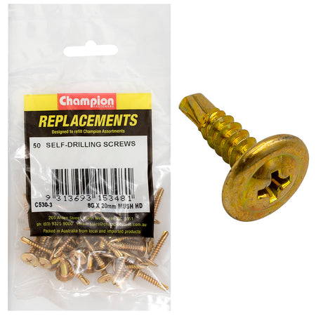 Champion 8G Mushroom Head S/Drilling Screw Ph -50pk - ISL_C530-3