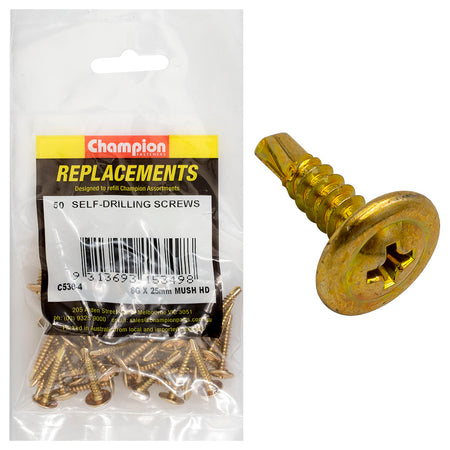 Champion 8G Mushroom Head S/Drilling Screw Ph -50pk - ISL_C530-4