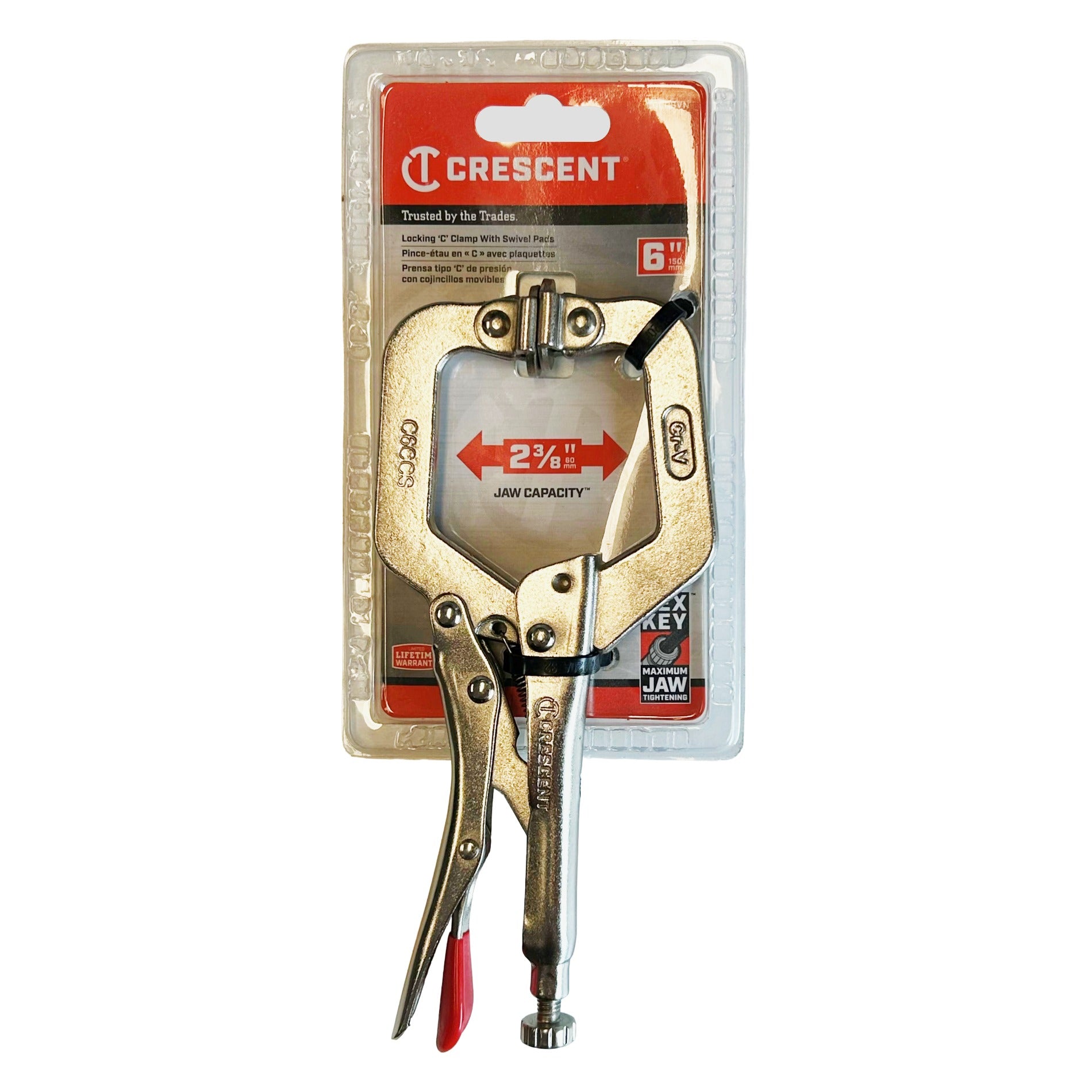 Crescent Locking C-Clamp w/ Swivel Pads - C6CCSVN