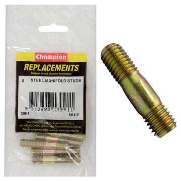Champion M10 x 40mm manifold stud, steel zinc plated, pack of 10