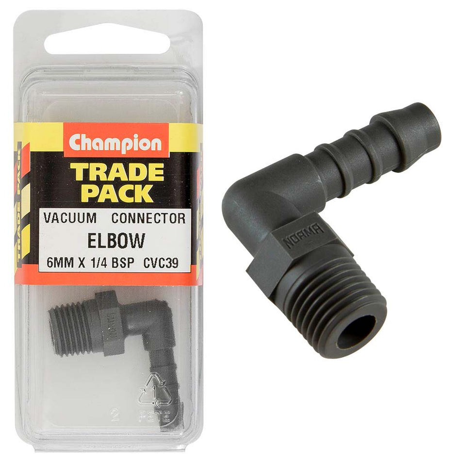 Champion Vacuum Hose - Elbow 6mm x 1/4in BSP