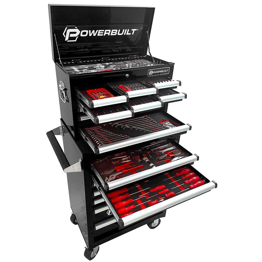 Powerbuilt 294pc Tool Chest, Roller Cabinet & Assorted Tools Black ...