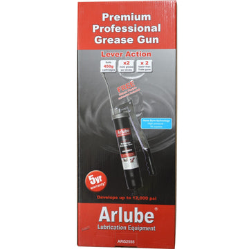 Arlube lever-action grease gun with 450 g cartridge and heavy duty coupler