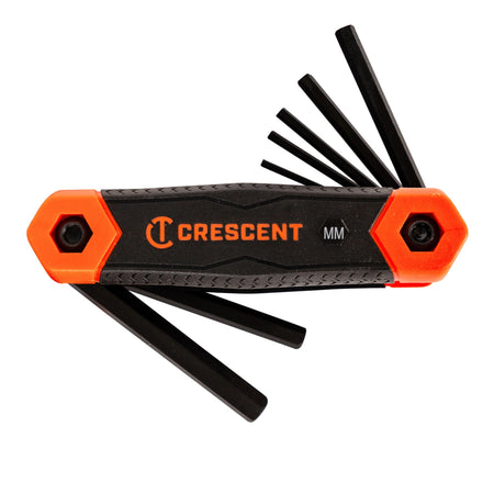 Crescent 8Pc Folding Metric Hex Dual Material Key Set | Accent Tools