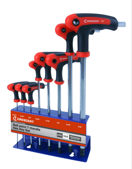 Crescent 8Pc SAE Ball Point T-Handle Hex Key Set | Accent Tools