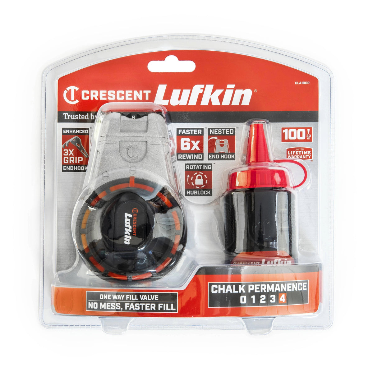 Crescent 30m Aluminium Reel w/ 85g/3oz Red Chalk | Accent Tools