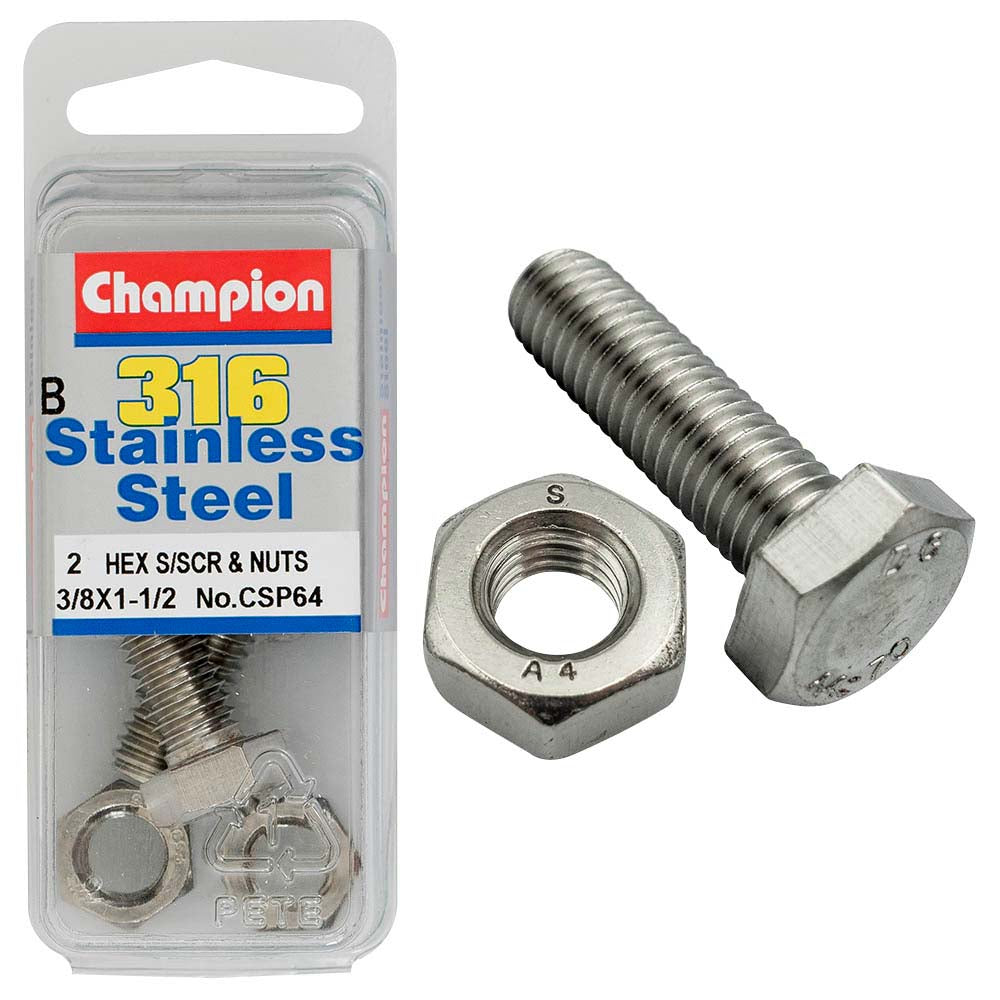 Champion UNC Hex Set Screw 316/A4 (C) 3/8in - ISL_CSP64
