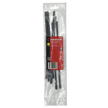 Crescent 10 pack 200x4.6mm 316 stainless steel black cable ties with self-locking ball bearing mechanism