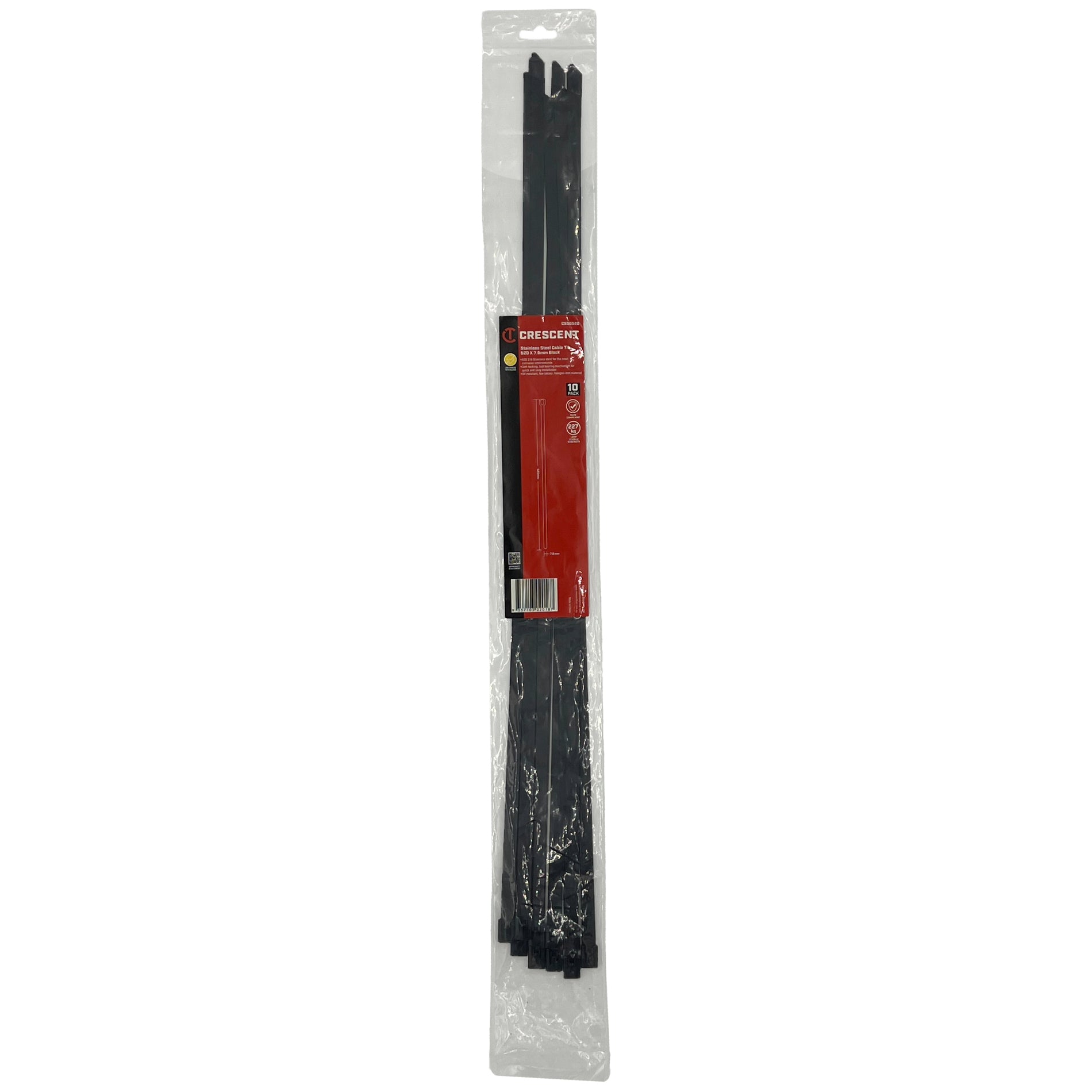 Crescent 10Pc 520x7.9mm 316SS Black Cable Ties | Accent Tools