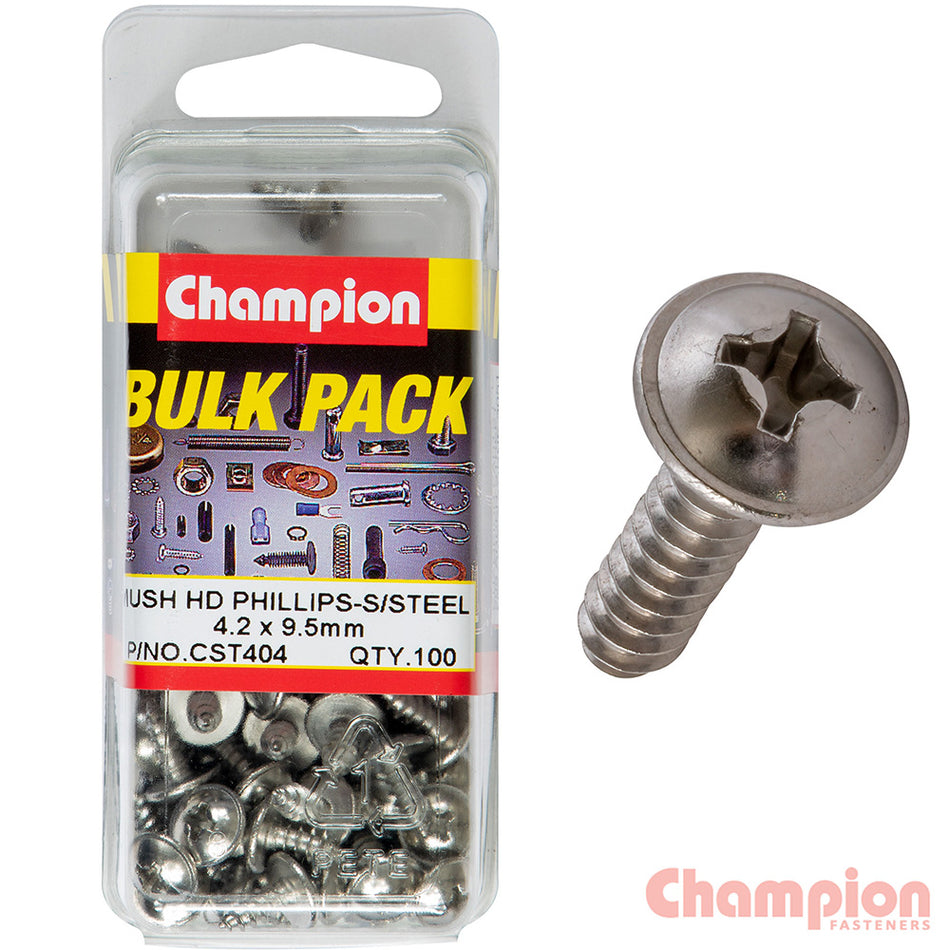 Champion S/Tapping Screws - Mushroom Head - 4.2 x 9.5mm