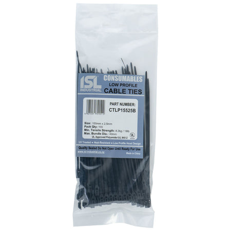 ISL Low Profile Cable Tie - UV Blk - 100pk - ISL_CTLP15525B