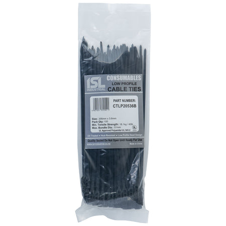 ISL Low Profile Cable Tie - UV Blk - 100pk - ISL_CTLP20536B