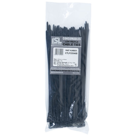 ISL Low Profile Cable Tie - UV Blk - 100pk - ISL_CTLP25546B