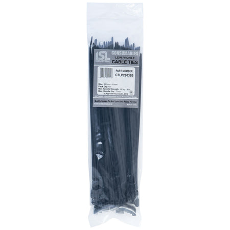 ISL Low Profile Cable Tie - UV Blk - 100pk - ISL_CTLP28036B