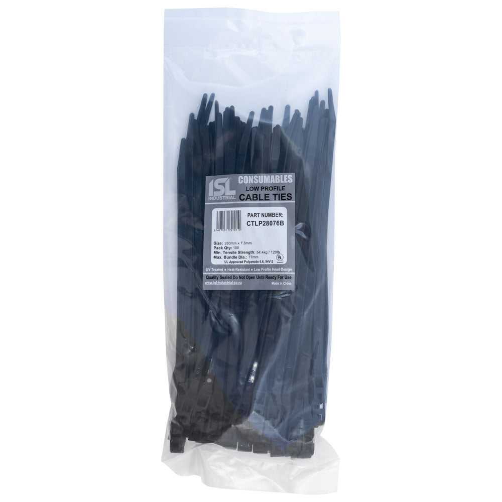 ISL Low Profile Cable Tie - UV Blk - 100pk - ISL_CTLP28076B