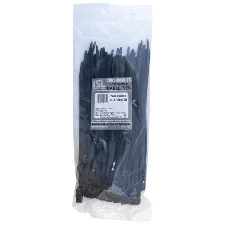 ISL Low Profile Cable Tie - UV Blk - 100pk - ISL_CTLP28076B