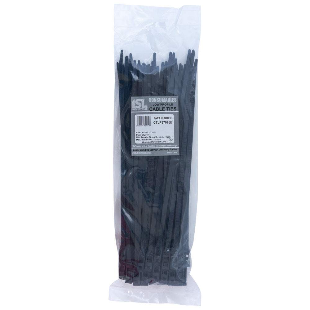 ISL Low Profile Cable Tie - UV Blk - 100pk - ISL_CTLP37076B