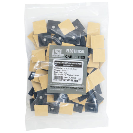 ISL Cable Tie mounting Base - Black - 100pk - ISL_CTMB2828B