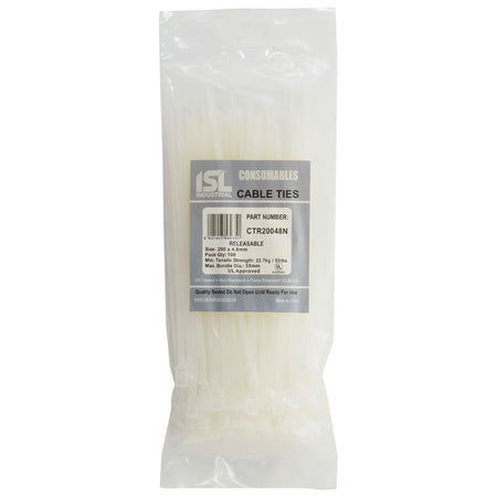 ISL Nylon Releasable Cable Tie - Nat - 100pk - ISL_CTR20048N