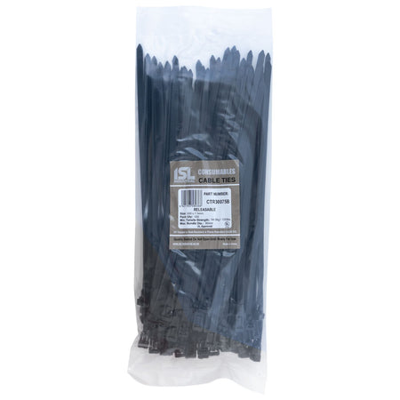ISL UV Nylon Releasable Cable Tie - Blk - 100pk - ISL_CTR30075B