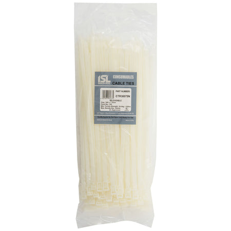 ISL Nylon Releasable Cable Tie - Nat - 100pk - ISL_CTR30075N