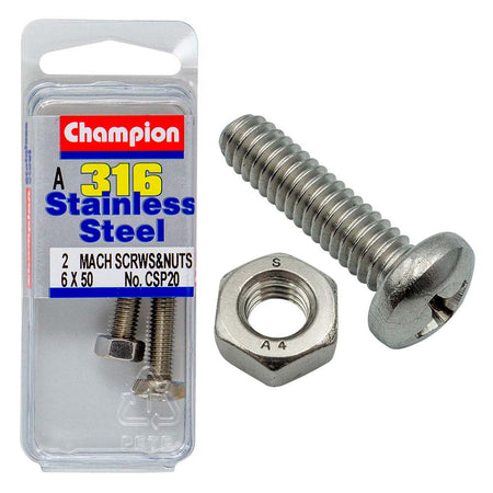 Champion 316/A4 Machine Set Screw & Nut - Pan 6 x 50 (A) | ISL