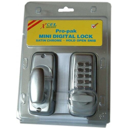 Xcel Digital Entrance Lock - Mini Satin Chrome | Hobeca