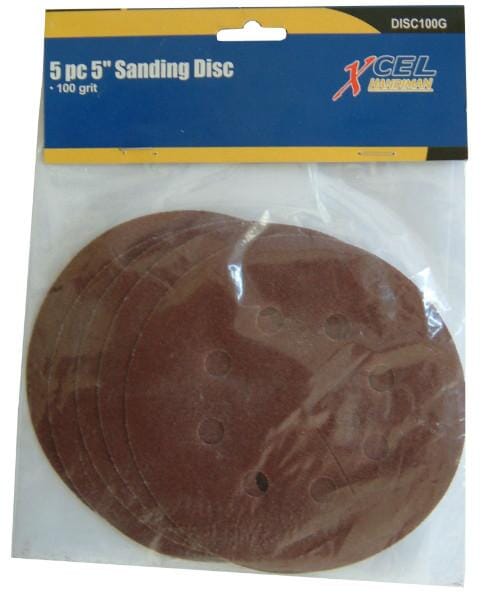 Xcel Sanding Disc with Holes & Velcro Backing 125mm 5-pce 100g